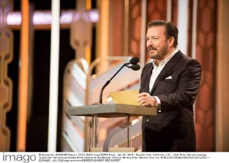 Jan 10, 2016 - Beverly Hills, California, U.S. - Host Ricky Gervais onstage during the 73rd Annual Golden Globe Awards at the Beverly Hilton in Beverly Hills. Beverly Hills U.S. - ZUMAz03_