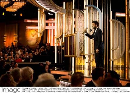 Jan 10, 2016 - Beverly Hills, California, U.S. - Oscar Isaac accepts the Golden Globe Award for BEST PERFORMANCE BY AN ACTOR IN A MINI-SERIES OR MOTION PICTURE MADE FOR TELEVISION for his role in Show Me a Hero at the 73rd Annual Golden Globe Awards at the Beverly Hilton in Beverly Hills. Beverly Hills U.S. - ZUMAz03_