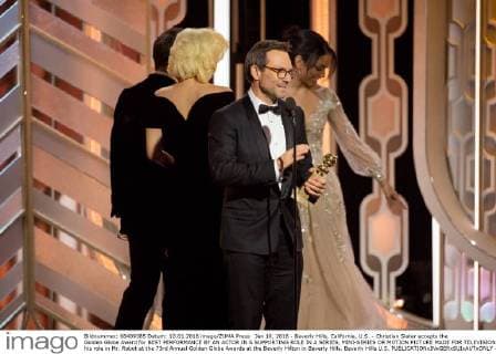 Jan 10, 2016 - Beverly Hills, California, U.S. - Christian Slater accepts the Golden Globe Award for BEST PERFORMANCE BY AN ACTOR IN A SUPPORTING ROLE IN A SERIES, MINI-SERIES OR MOTION PICTURE MADE FOR TELEVISION for his role in Mr. Robot at the 73rd Annual Golden Globe Awards at the Beverly Hilton in Beverly Hills. Beverly Hills U.S. - ZUMAz03_