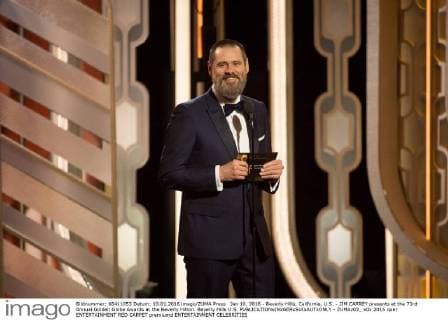 Jan 10, 2016 - Beverly Hills, California, U.S. - JIM CARREY presents at the 73rd Annual Golden Globe Awards at the Beverly Hilton. Beverly Hills U.S. - ZUMAz03_