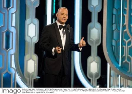 Jan 10, 2016 - Beverly Hills, California, U.S. - Presenter Tom Hanks onstage during the 73rd Annual Golden Globe Awards at the Beverly Hilton. Beverly Hills U.S. - ZUMAz03_