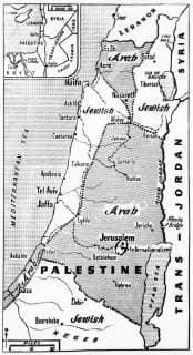 Palestine: September 1, 1947 A map showing the shaded areas of the Arab State recommended by U.N. Special Committee on Palestine. The unshaded areas are the Jewish State. Jerusalem and its environs, including Bethlehem, would be internationalized under a United Nations trusteeship. xUnderwoodxArchives 1-Sci-Cart_1
