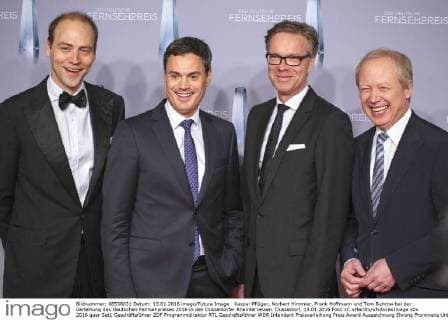 Kaspar Pflüger, Norbert Himmler, Frank Hoffmann und Tom Buhrow bei der Verleihung des Deutschen Fernsehpreises 2016 in den Düsseldorfer Rheinterrassen. Düsseldorf, 13.01.2016 Foto:xC.xHardtx xFuturexImage