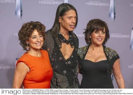Isabel Varell, Jorge Gonzalez und Birgit Schrowange bei der Verleihung des Deutschen Fernsehpreises 2016 in den Düsseldorfer Rheinterrassen. Düsseldorf, 13.01.2016 Foto:xC.xHardtx xFuturexImage