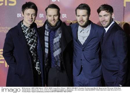 REVOLVERHELD (Musiker,Musikgruppe,Band). Bayerischer Filmpreis 2016-Red Carpet,Roter Teppich,am 15.01.2016 im Prinzregententheater in Muenchen.