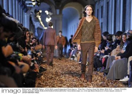 Milan Men s Fashion Week Fall Winter 2016 2017. . Missoni FASHION SHOW. Pictured: MODEL  RiccardoxGiordano