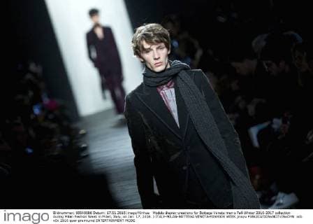 Models display creations for Bottega Veneta men s Fall-Winter 2016-2017 collection during Milan Fashion Week in Milan, Italy, on Jan. 17, 2016. ) ITALY-MILAN-BOTTEGA VENETA-FASHION WEEK jinxyu 
