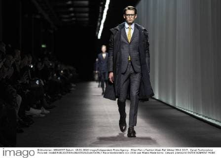 Milan Men s Fashion Week Fall Winter 2016 2017. Canali Fashionshow Pictured: model  RiccardoxGiordano