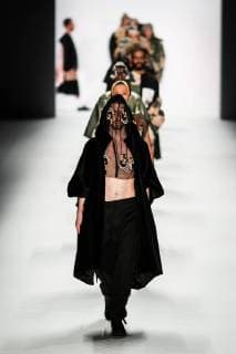 Berlin Fashionweek - SADAK Modenschau Models display creations of Serbian designer Sasa Kovacevic during the Mercedes-Benz Fashion Week Berlin Autumn Winter 2016 in Berlin, capital of Germany, on Jan. 19, 2016. The Mercedes-Benz Fashion Week Berlin Autumn Winter 2016 kicked off on Tuesday. ) GERMANY-BERLIN-MERCEDES-BENZ FASHION WEEK ZhangxFan 
