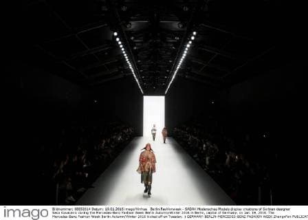 Berlin Fashionweek - SADAK Modenschau Models display creations of Serbian designer Sasa Kovacevic during the Mercedes-Benz Fashion Week Berlin Autumn Winter 2016 in Berlin, capital of Germany, on Jan. 19, 2016. The Mercedes-Benz Fashion Week Berlin Autumn Winter 2016 kicked off on Tuesday. ) GERMANY-BERLIN-MERCEDES-BENZ FASHION WEEK ZhangxFan 