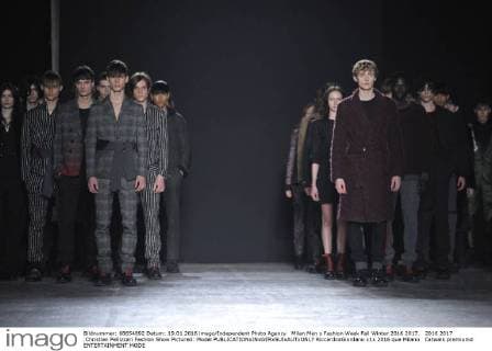 Milan Men s Fashion Week Fall Winter 2016 2017. 2016 2017 .Christian Pellizzari Fashion Show Pictured: Model  RiccardoxGiordano