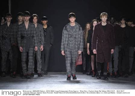 Milan Men s Fashion Week Fall Winter 2016 2017. 2016 2017 .Christian Pellizzari Fashion Show Pictured: Model  RiccardoxGiordano