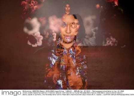 (160119) -- BERLIN, Jan. 19, 2016 -- Multi-exposure photo taken on Jan. 19, 2016 shows models displaying creations of Austrian designer Lena Hoschek during the Mercedes-Benz Fashion Week Berlin Autumn Winter 2016 in Berlin, capital of Germany. The Mercedes-Benz Fashion Week Berlin Autumn Winter 2016 kicked off on Tuesday. ) GERMANY-BERLIN-MERCEDES-BENZ FASHION WEEK-LENA HOSCHEK ZhangxFan 