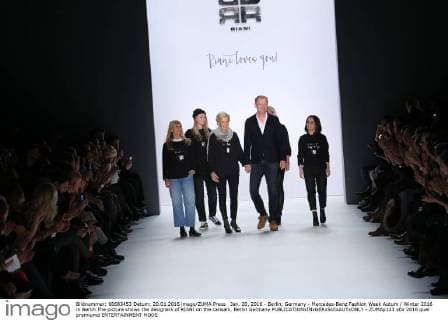 Jan. 20, 2016 - Berlin, Germany - Mercedes-Benz Fashion Week Autum Winter 2016 in Berlin.The picture shows the designers of RIANI on the catwalk. Berlin Germany - ZUMAp133