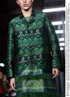 A model takes to the catwalk during the presentation of Walter Van Beirendonck s collection as part of the 2016-1017 Fall-Winter fashion collection in Paris, on January 20, 2016.  PAR20160120109 MAYAxVIDON-WHITE