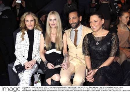 Katja Burkard, Mirja du Mont, Massimo Sinato und Simone Ballack bei der Laurel Fashion Show auf der Mercedes-Benz Fashion Week Berlin Autumn Winter 2016. Berlin, 20.01.2016 Foto:xS.xGabschx xFuturexImage