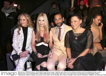 Katja Burkard, Mirja du Mont, Massimo Sinato und Simone Ballack bei der Laurel Fashion Show auf der Mercedes-Benz Fashion Week Berlin Autumn Winter 2016. Berlin, 20.01.2016 Foto:xS.xGabschx xFuturexImage