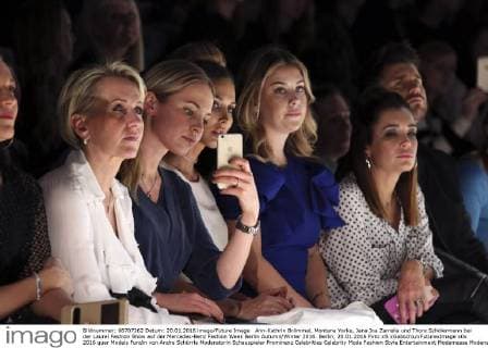 Ann-Kathrin Brömmel, Montana Yorke, Jana Ina Zarrella und Thore Schölermann bei der Laurel Fashion Show auf der Mercedes-Benz Fashion Week Berlin Autumn Winter 2016. Berlin, 20.01.2016 Foto:xS.xGabschx xFuturexImage