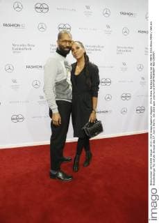 Chris Glass, Barbara Becker bei der MBFW 2016 Show MINX Zelt am Brandenburger Tor auf der Strasse des 17. Juni in Berlin.
