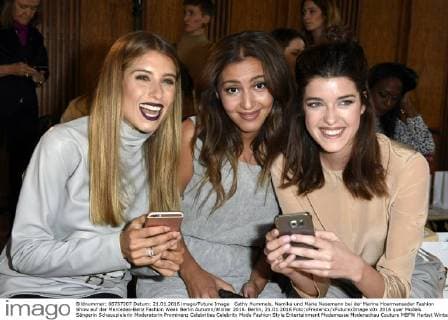 Cathy Hummels, Namika und Marie Nasemann bei der Marina Hoermanseder Fashion Show auf der Mercedes-Benz Fashion Week Berlin Autumn Winter 2016. Berlin, 21.01.2016 Foto:xFredericx xFuturexImage