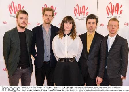 - LINT, BELGIUM: Band Balthazar pictured during the ninth edition of the MIA s (Music Industry Award) award show, in Lint, Thursday 21 January 2016. The MIA awards are handed out by the VRT and Kunstenpunt.  JAMESxARTHURxGEKIERE 04778660