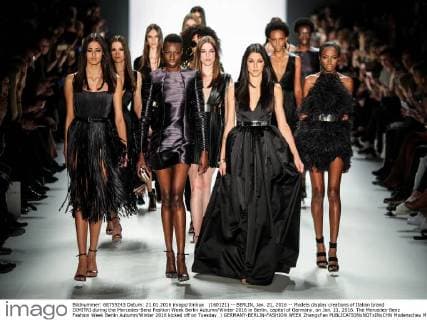 (160121) -- BERLIN, Jan. 21, 2016 -- Models display creations of Italian brand DIMITRI during the Mercedes-Benz Fashion Week Berlin Autumn Winter 2016 in Berlin, capital of Germany, on Jan. 21, 2016. The Mercedes-Benz Fashion Week Berlin Autumn Winter 2016 kicked off on Tuesday. ) GERMANY-BERLIN-FASHION WEEK ZhangxFan 