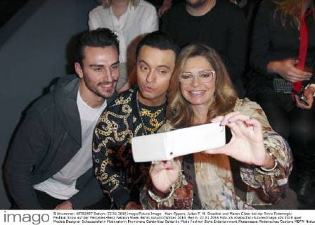 Marc Eggers, Julian F. M. Stoeckel und Maren Gilzer bei der Emre Erdemoglu Fashion Show auf der Mercedes-Benz Fashion Week Berlin Autumn Winter 2016. Berlin, 22.01.2016 Foto:xS.xGabschx xFuturexImage