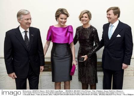 - BRUSSELS, BELGIUM: King Philippe - Filip of Belgium, Queen Mathilde of Belgium, Dutch Queen Maxima and Dutch King Willem-Alexander pictured during the opening concert for the Dutch presidency of European Union council, in Brussels Bozar, Friday 22 January 2016.  DIRKxWAEM 04779301
