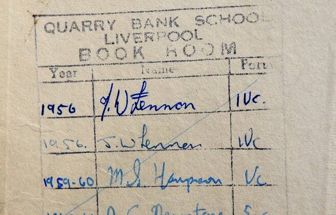 Oct. 19, 2012 - Liverpool, Merseyside, United Kingdom - A Geography textbook owned by John Lennon is tipped to fetch over £2000 at Auction in Liverpool. Textbook The British Isles is signed by the Beatle as J W Lennon of class 4C in 1956 when he would have been 16. Fellow pupil of Lennon s at Quarry Bank High School in Allerton, Liverpool, discovered the book at the back of a wardrobe and had it valued by Cato Crane Auctioneers. - ZUMAm23_