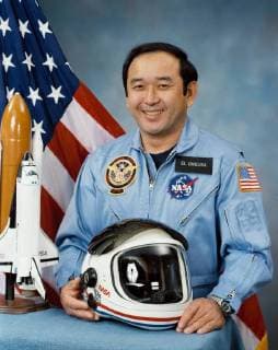 Official NASA portrait, taken on January 31, 1978, of astronaut Ellison S. Onizuka, Mission Specialist for STS-51-L. On January 28, 1986, at 11:39 a.m. EST, the Space Shuttle Challenger and her seven-member crew were lost when a ruptured O-ring in the right Solid Rocket Booster caused an explosion 73 seconds after launch.  WAX2016012508 NASA......