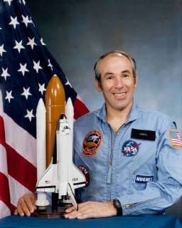 Official NASA portrait, taken in 1985, of Gregory B. Jarvis, Payload Specialist for STS-51-L. On January 28, 1986, at 11:39 a.m. EST, the Space Shuttle Challenger and her seven-member crew were lost when a ruptured O-ring in the right Solid Rocket Booster caused an explosion 73 seconds after launch.  WAX2016012510 NASA......