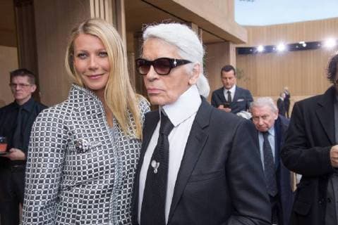204265 Serge Arnal Starface 2016-01-26 Paris France Paris Fashion week. Defilé Haute Couture Printemps été 2016. Chanel. People. Paltrow, Gwyneth; Lagerfeld, Karl  Copyright: xSergexArnalx xStarfacex STAR_204265_043