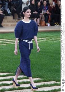 PARIS, FRANCE - JANUARY 26: (CHINA OUT) Model Ming Xi walks the runway during the Chanel Spring Summer 2016 show as part of Paris Fashion Week on January 26, 2016 in Paris, France.  CFP478736259