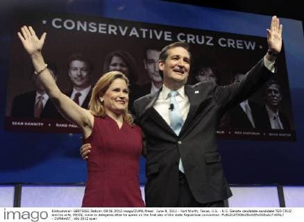 June 9, 2012 - Fort Worth, Texas, U.S. - U.S. Senate candidate candidate TED CRUZ and his wife, HEIDI, wave to delegates after he spoke on the final day of the state Republican convention. - ZUMAm67_