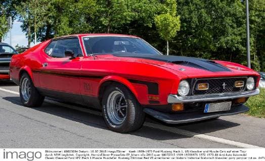 Koeln 1969-1973 Ford Mustang Mach 1, US Klassiker und Muscle Cars auf einer Tour durch NRW begleitet. Copyright: Horn xEibner-Pressefoto EP_bhorn
