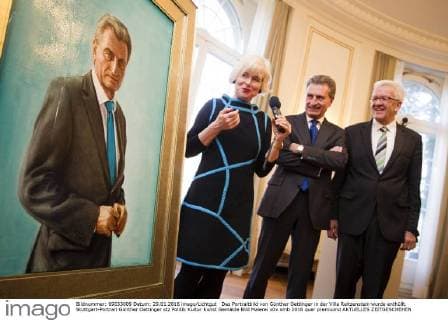 Das Portraitbild von Günther Oettinger in der Villa Reitzenstein wurde enthüllt. Stuttgart-Portrait Günther Oettinger stz