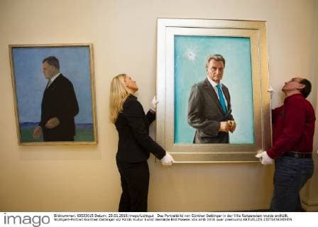 Das Portraitbild von Günther Oettinger in der Villa Reitzenstein wurde enthüllt. Stuttgart-Portrait Günther Oettinger stz