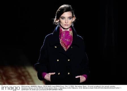 Feb. 2, 2016 - Barcelona, Spain - A model parading in the catwalk wearing Escorpion designs during 080 Barcelona fashion show, in Barcelona, 2nd of February, 2016. Barcelona Spain  - ZUMAn230
