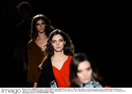 Feb. 2, 2016 - Barcelona - A model parading in the catwalk wearing Escorpion designs during 080 Barcelona fashion show, in Barcelona, 2nd of February, 2016. Barcelona  - ZUMAn230