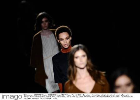 Feb. 2, 2016 - Barcelona - A model parading in the catwalk wearing Escorpion designs during 080 Barcelona fashion show, in Barcelona, 2nd of February, 2016. Barcelona  - ZUMAn230