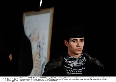 Feb. 2, 2016 - Barcelona, Spain - A model parading in the catwalk wearing Manuel Bolao designs during 080 Barcelona fashion show, in Barcelona, 2nd of February, 2016. Barcelona Spain  - ZUMAn230