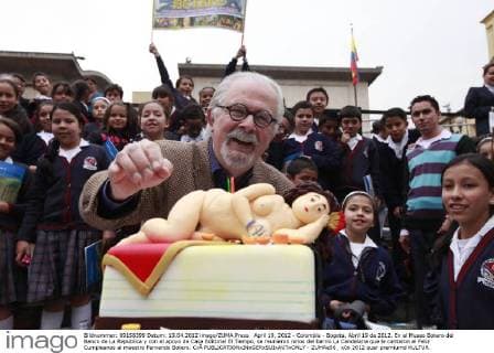 April 19, 2012 - Colombia - Bogota, Abril 19 de 2012. En el Museo Botero del Banco de La Republica y con el apoyo de Casa Editorial El Tiempo, se reunieron ninos del barrio La Candelaria que le cantaron el Feliz Cumpleanos al maestro Fernando Botero. CrÃ - ZUMAe56_