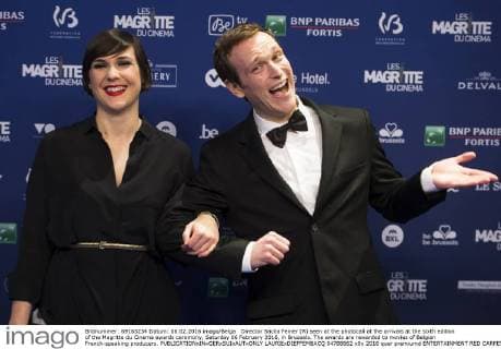 Director Sacha Feiner (R) seen at the photocall at the arrivals at the sixth edition of the Magritte du Cinema awards ceremony, Saturday 06 February 2016, in Brussels. The awards are rewarded to movies of Belgian French-speaking producers.  LAURIExDIEFFEMBACQ 04788862