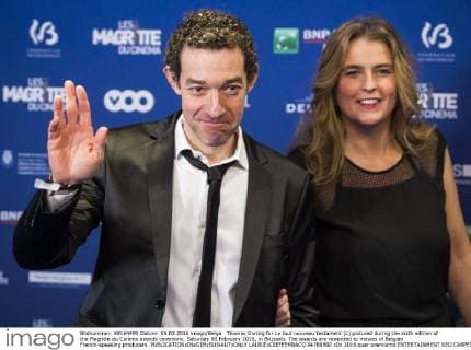 Thomas Gunzig for Le tout nouveau testament (L) pictured during the sixth edition of the Magritte du Cinema awards ceremony, Saturday 06 February 2016, in Brussels. The awards are rewarded to movies of Belgian French-speaking producers.  LAURIExDIEFFEMBACQ 04788980