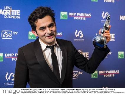 Laurent Capelluto for L Enquete , winner of best actor in supporting role pictured at the sixth edition of the Magritte du Cinema awards ceremony, Saturday 06 February 2016, in Brussels. The awards are rewarded to movies of Belgian French-speaking producers.  LAURIExDIEFFEMBACQ 04789227