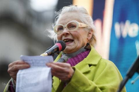 Feb. 6, 2016 - London, London, UK - London, UK. Vivienne Westwood speaking to junior doctors and NHS staff staging a protest in central London ahead of a 24-hour walkout due to begin on Wednesday as a result of the proposed contract changes offered by the government to junior doctors, on Saturday, 6 February 2016. London UK  - ZUMAl94_