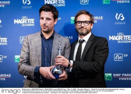 Feb. 6, 2016 - Brussels, Belgium - Robin Pront and Bert Van Langendonck, winners of the Best Flemish Movie, at the 6th edition of the Magritte Awards of the Belgian French speaking movie industry. Brussels Belgium - ZUMAp133