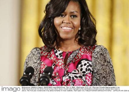 Feb. 8, 2016 - Washington, D.C, U.S - First lady Michelle Obama speaks in the State Dining Room at the White House during a Black History month event highlighting the contributions African American women have made to dance. The First Lady hosted a day-long dance workshop for local students. Washington U.S. - ZUMAc140