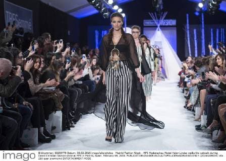 Madrid Fashion Week - MFS Modenschau Model Helen Lindes walks the catwalk during David Christian fashion show at MFS in Madrid, Spain. February 09, 2016.  (20160209036)