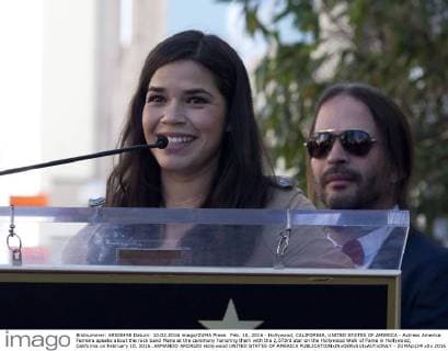 Feb. 10, 2016 - Hollywood, CALIFORNIA, UNITED STATES OF AMERICA - Actress America Ferreira speaks about the rock band Mana at the ceremony honoring them with the 2,573rd star on the Hollywood Walk of Fame in Hollywood, California on February 10, 2016..ARMANDO ARORIZO Hollywood UNITED STATES OF AMERICA - ZUMAp124